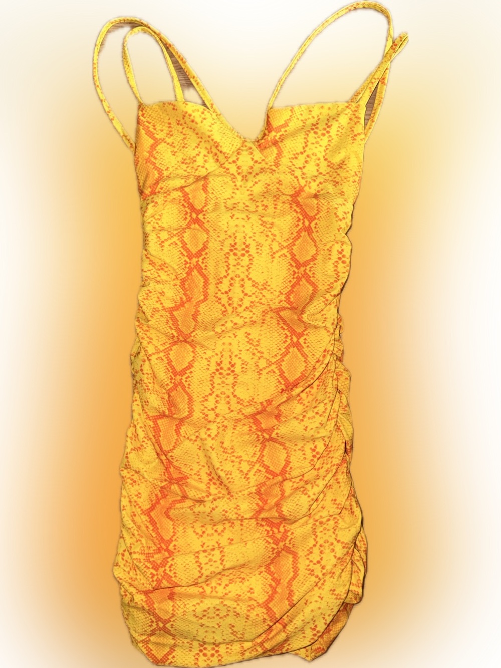 Yellow Orange Snake-Pattern Dress